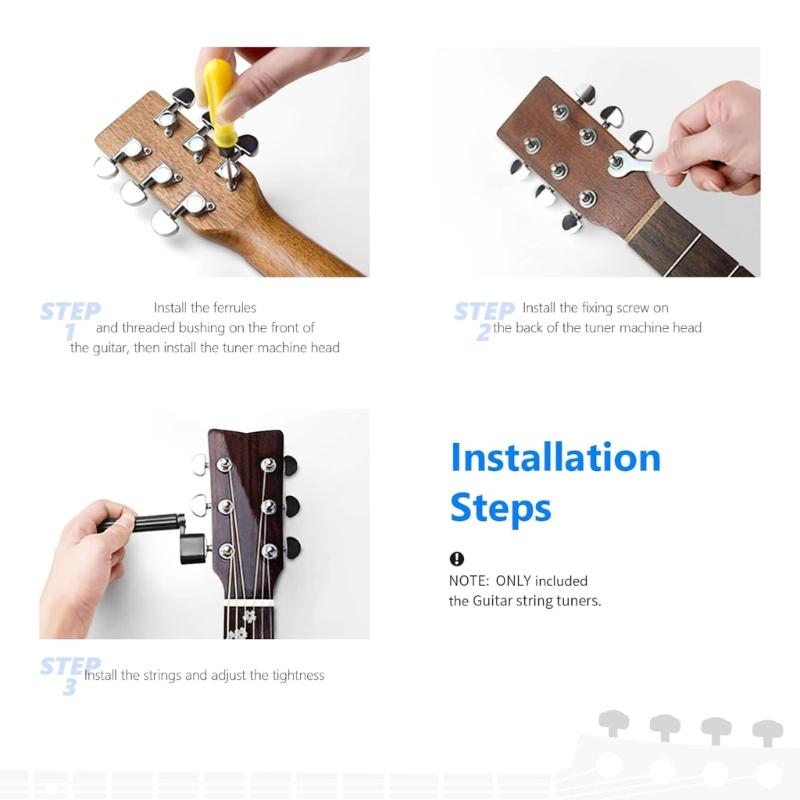 6 штук металлических колков для гитары, подходящих для профессиональных музыкантов, стремящихся к превосходному звуку и прочной конструкции.