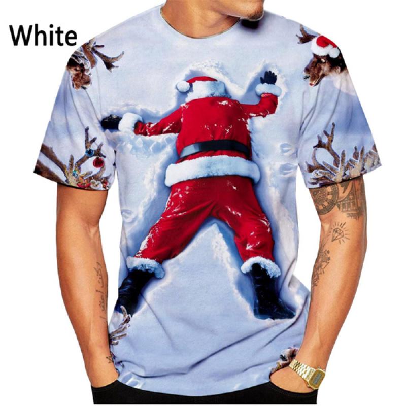 Summer Round Neck Christmas 3D Print Top Fashionable Casual Short Sleeved Men's T-shirts