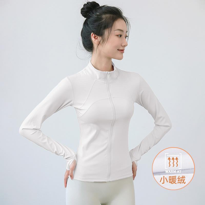 Stand-up collar blazer casual slim fit slim fit warm thin velvet jacket running tight zip cardigan yoga top