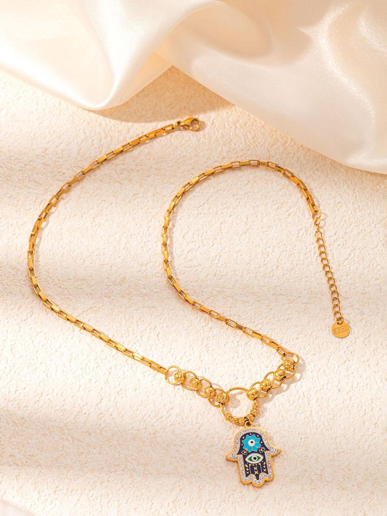 Комплект женских украшений из нержавеющей стали: Не тускнеющее ожерелье, серьги и кольцо - Модные аксессуары