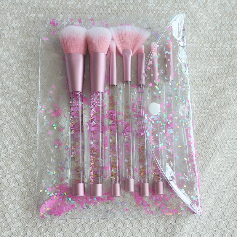 Новинка, 7 шт., набор кистей для макияжа с прозрачными кристаллами и блестками, алмазной ручкой, зыбучие пески, жидкая маслянистая ручка, косметический макияж