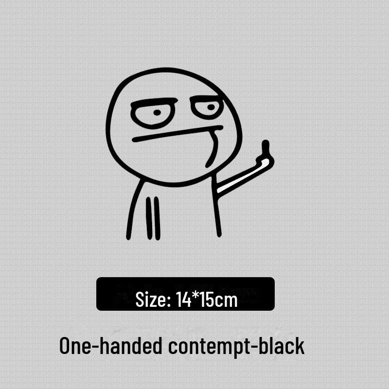 Funny Middle Finger Cartoon Car Stickers: Reflective Body Decals with Contempt and Personality