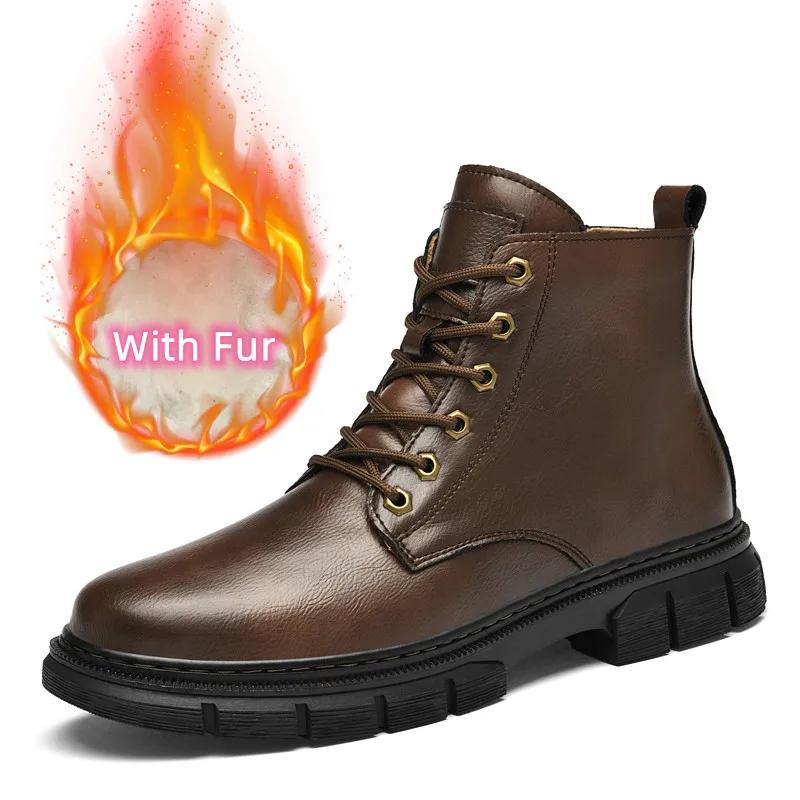 Fashion Stylish All-match  Boots for Men Outdoor Men's Shoes Winter Boots for Men 2024 Genuine Leather Men Casual High Top Shoes