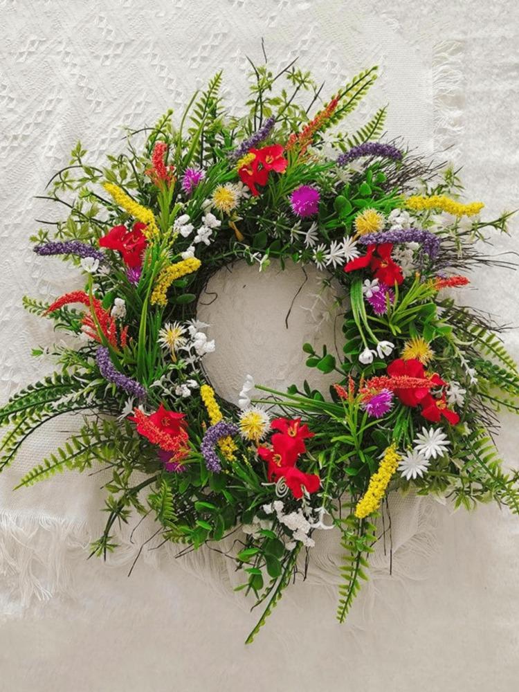 1 шт. летний венок для входной двери, летние весенние украшения, венок из полевых цветов лаванды для дома, крыльца, наружного вечернего окна