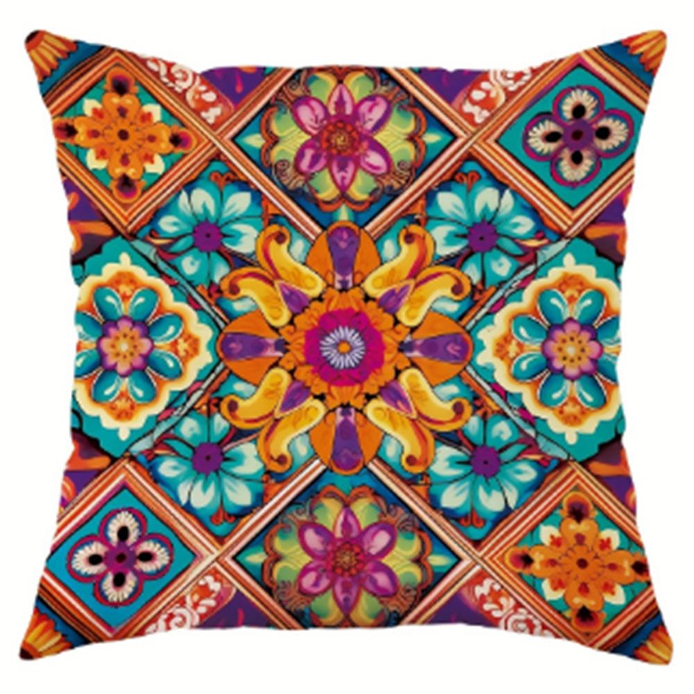 1 шт., наволочки в клетку с рисунком мандалы и цветов, наволочки в стиле пэчворк в стиле бохо, наволочки в стиле винтаж с абстрактным рисунком, украшения для дома