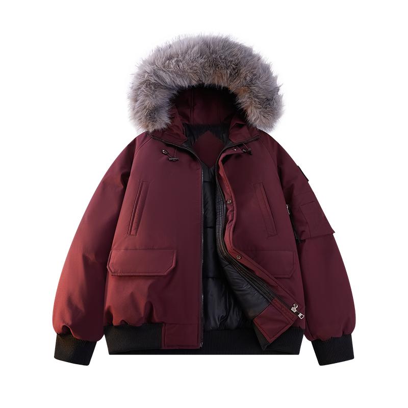 Fur collar velvet jacket, men's cotton coat, men's loose hooded top, men's household