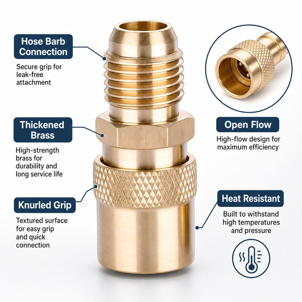 Brass Female Quick Coupling Heat Resistant Hose Barb Coupler Mold Cooling Systems