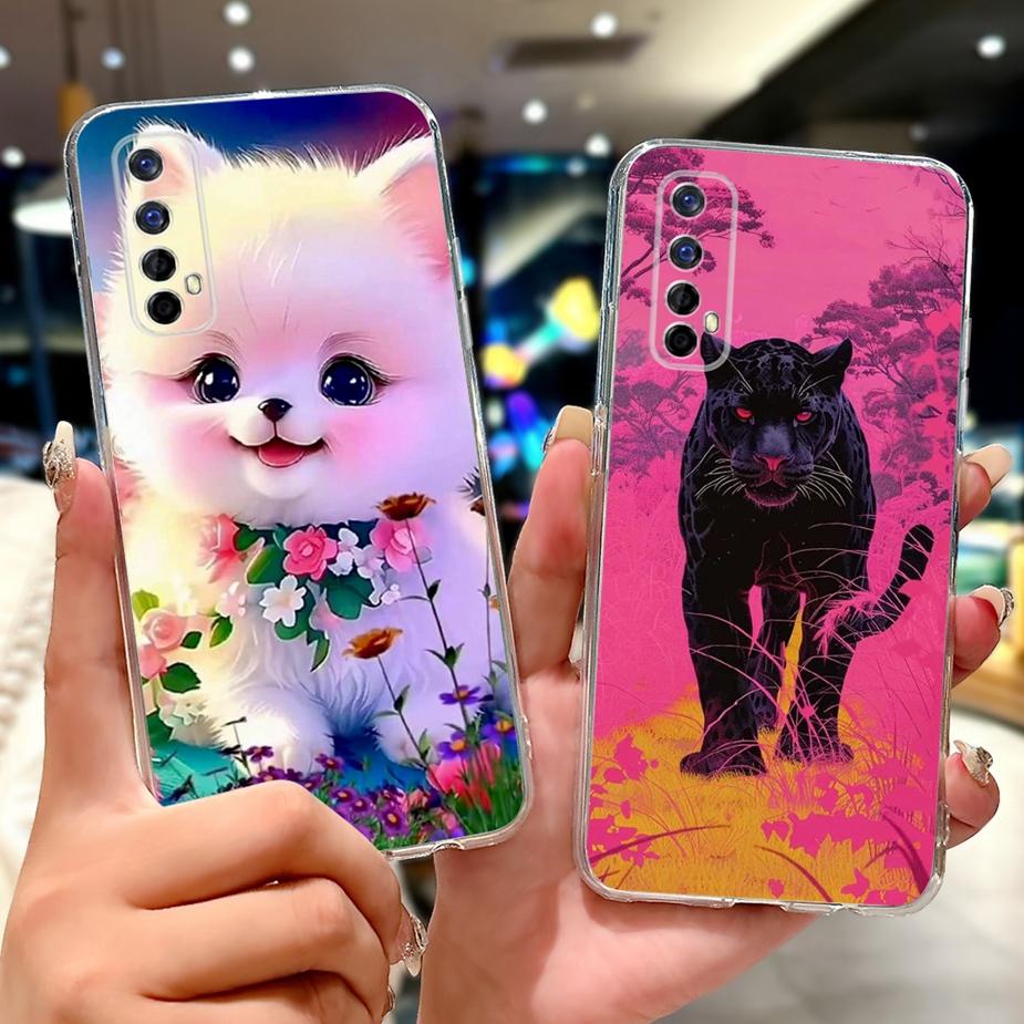Чехол для Realme 7 5G RMX2111 Милый Кот Роскошный Расписной Чехол Мягкий Силиконовый Чехол для Телефона Для Realme 7 Pro Realme7 5G Задняя Крышка Coque