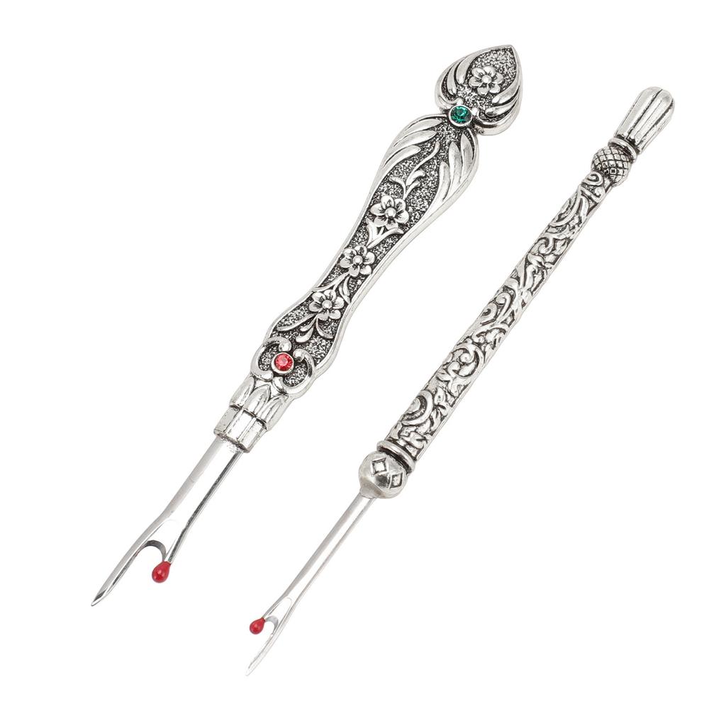 2pcs Retro Seam Remover Quickly Removal DIY Metal Hand Stitch Remover Thread Remover for Needlework Leatherwork Silver