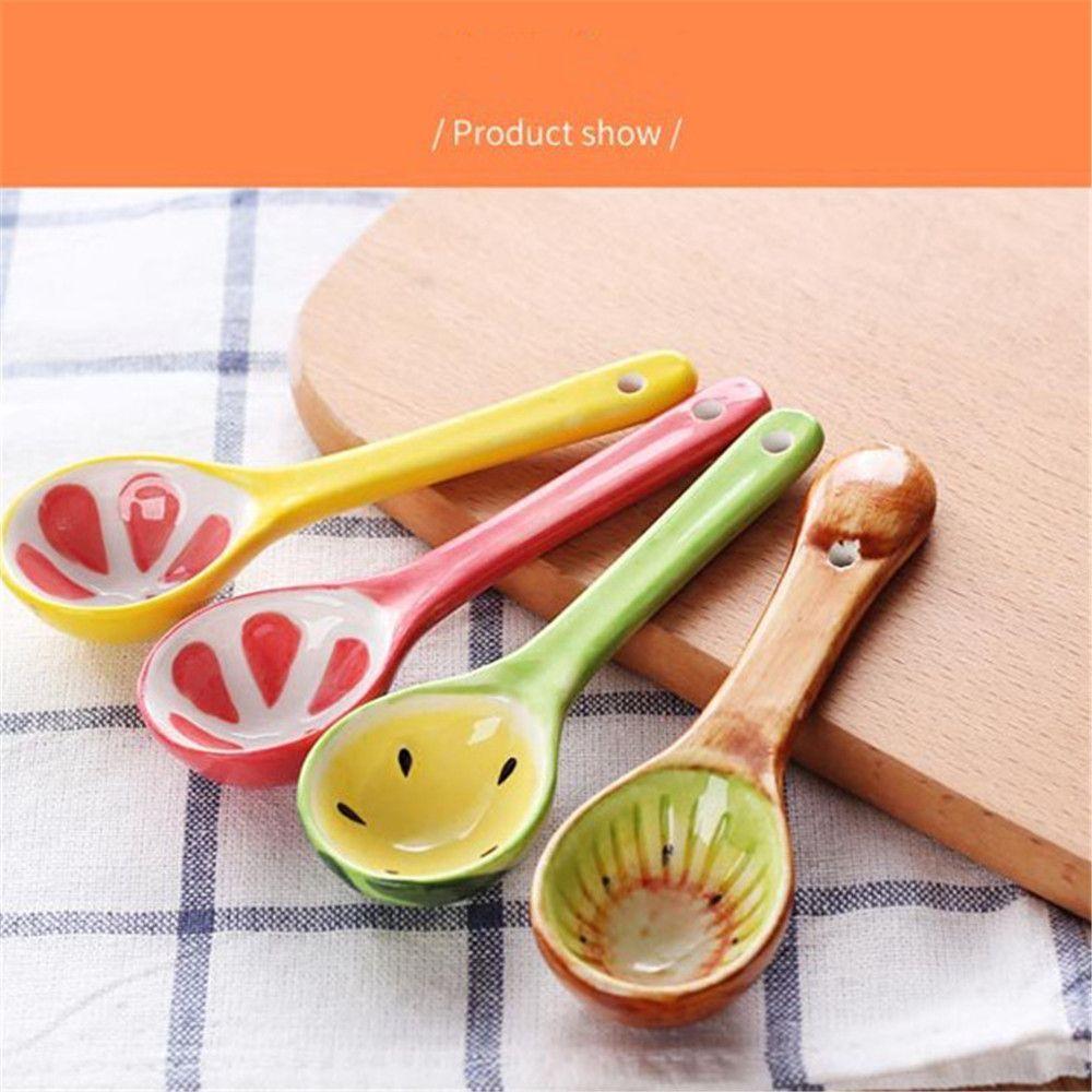 Столовые приборы Десертные ложки Керамическая мультяшная ложка Чайные ложки в форме фруктов