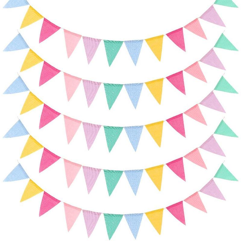4M Colorful Jute Linen Flag Pennant Birthday Bunting Banner Wall Hanging Wedding