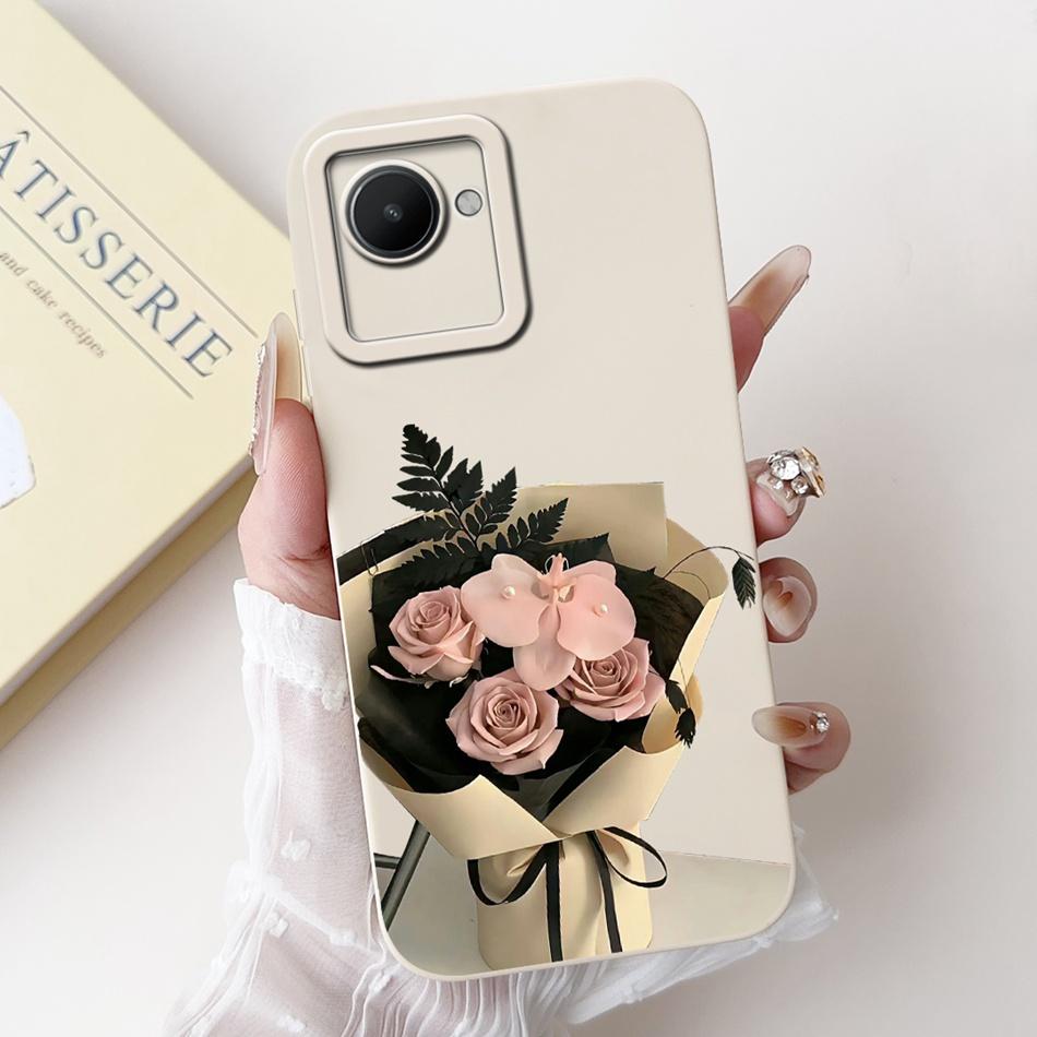 Для Realme C30 C30s Красивый Чехол для Телефона с Рисунком Розы и Бантом Для Realme C30 C30S Мягкие Силиконовые Чехлы