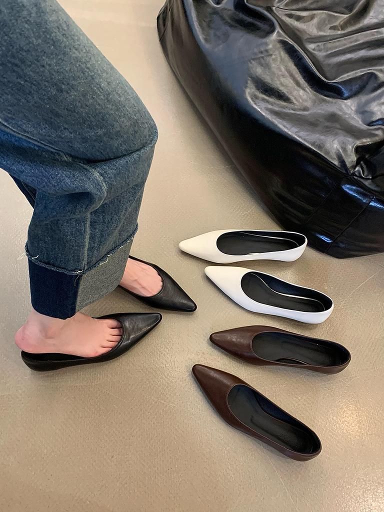 Модные женские туфли-лоферы с острым носком, повседневные туфли на осень-весну, туфли на низком каблуке для вечеринок, модные повседневные туфли-мюли, размер 35-39, туфли-лодочки