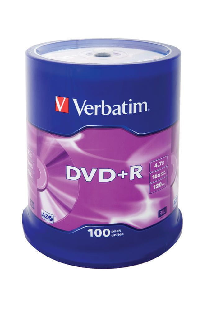 DVD+R Verbatim 16x 4.7GB Matt Silver (Cake 100)