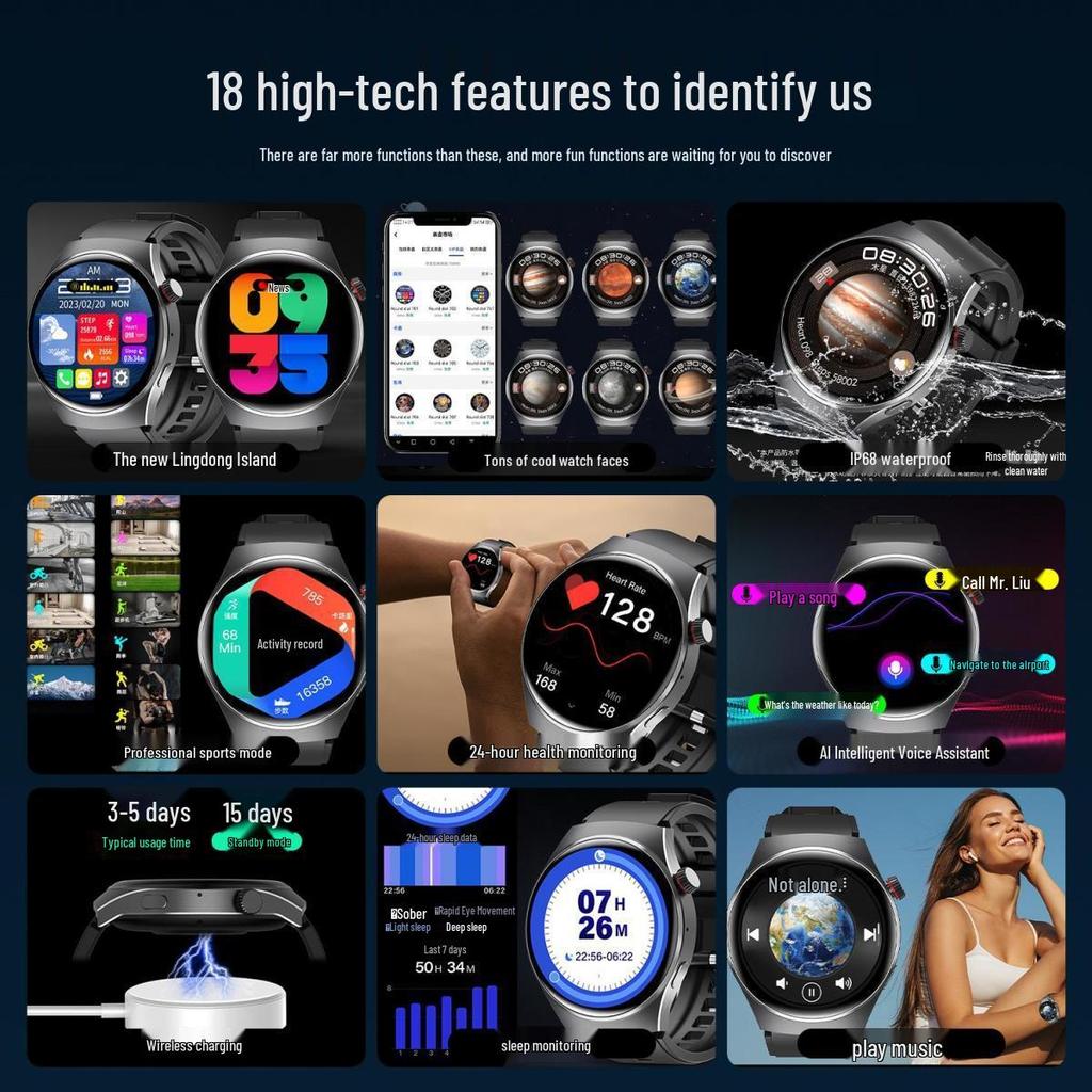 Умные многофункциональные часы 2024 года с Bluetooth, NFC и спортивным силиконовым ремешком для здоровья