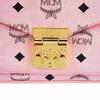 MCM Розовая сумка-портфель Visetos из кожи с клапаном и верхней ручкой, сумка через плечо с золотой фурнитурой для повседневного использования
