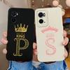 For OPPO A96 4G 5G A7N A8 A9X A93S A94 A95 Case Cover Luxury Crown Shockproof Screen Protector Matte Letters Soft Liquid Silicone For OPPO Bumper