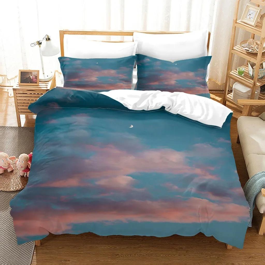 Комплект пододеяльника Cloud Sky размера King/Queen, розовый, сине-зеленый, красивый пейзаж, мягкий постельный комплект для детей, подростков, взрослых, девушек