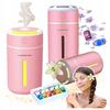 Portable Humidifier Purifier Pink USB LED 2in1 AUTO + Oils 12 Pieces