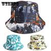 Ibrant Coconut Tree Print Reversible Bucket Hats - Classic Hip Hop Style, Sunshade Protection, Couple & Unisex Design, Outdoor Fisherman Cap for Women