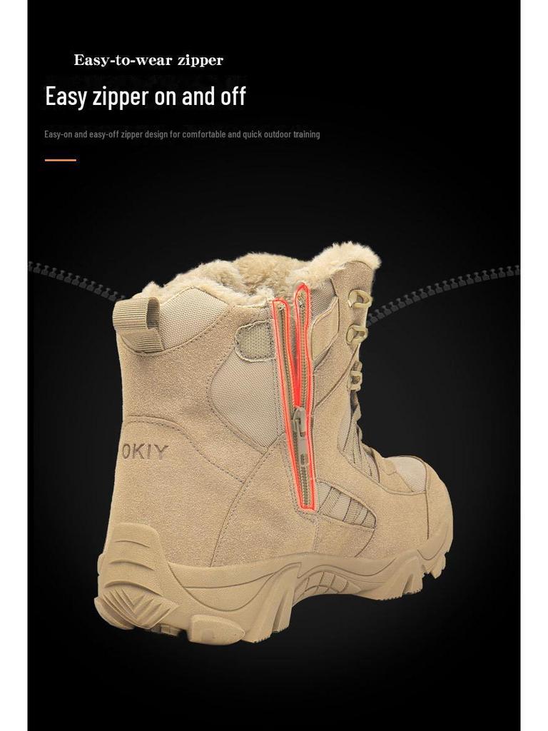 Мужские зимние бархатные высокие армейские ботинки – теплые зимние ботинки с шерстяной подкладкой для использования на открытом воздухе и в тактических целях