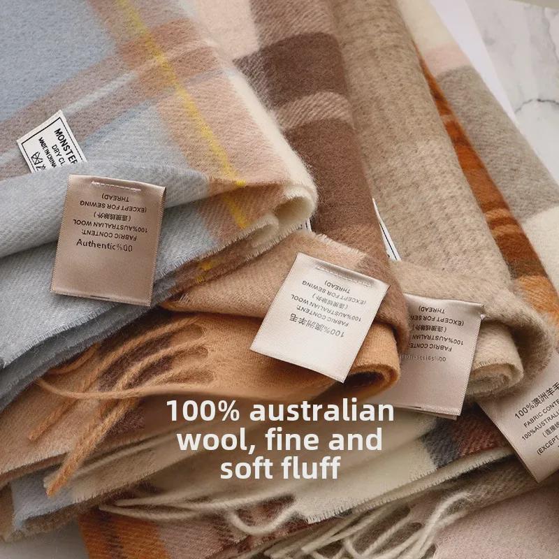 100% Wool Plaid Scarf for Women and Men - Warm, Stylish Gift for Winter