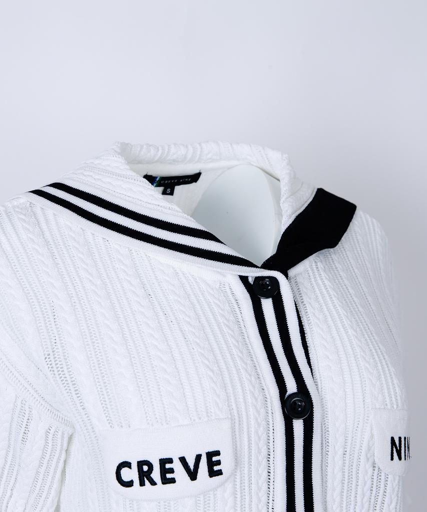 CREVE9 Crop Short Sleeve Cardigan Wh
