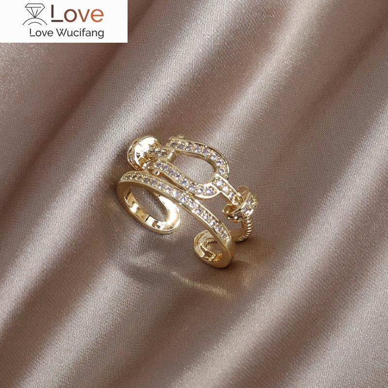 14-каратное настоящее золотое покрытие изысканное кольцо с геометрией AAA циркония двойное элегантное женское свадебное вечернее регулируемое кольцо