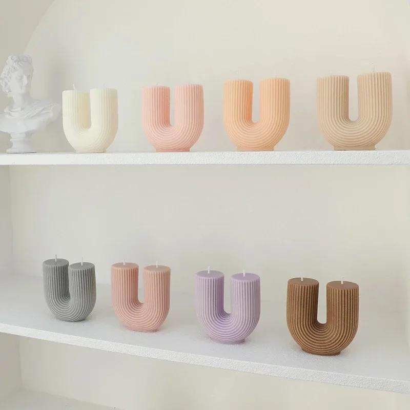 U-Shaped Home Decorative Candle Geometric Scented Candles Rainbow Bridge Room Decor Aroma Candles Decorations Aromatherapy Velas