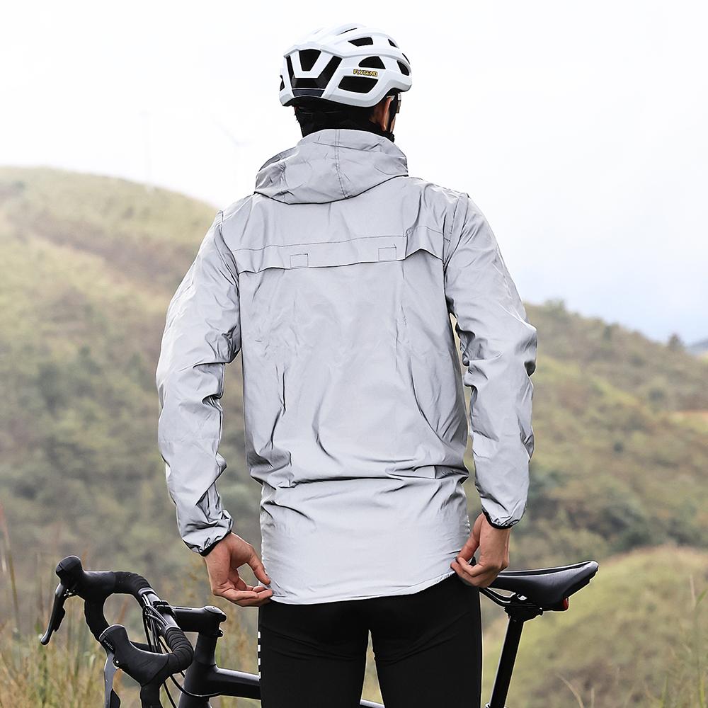 Wosawe Мужская серебряная светоотражающая велосипедная куртка разноцветная ветровка с капюшоном для езды на велосипеде спортивное пальто на открытом воздухе