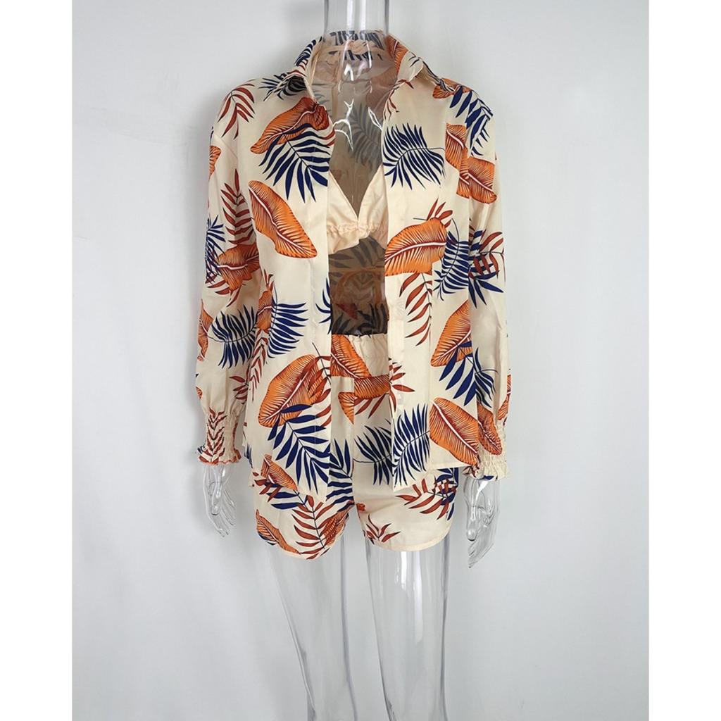 Женский сексуальный костюм-тройка, пляжный модный костюм с шортами