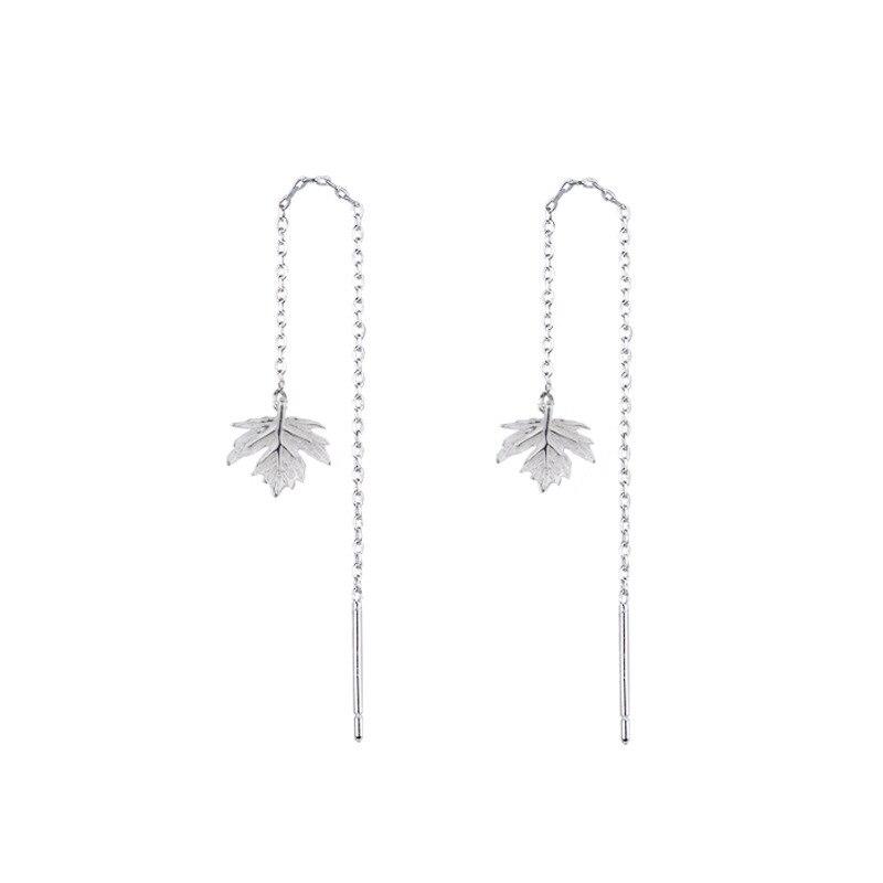 Серьги-капли из стерлингового серебра 925 пробы с длинной цепочкой и кленовым листом для женщин, вечерние элегантные модные украшения Eh1329