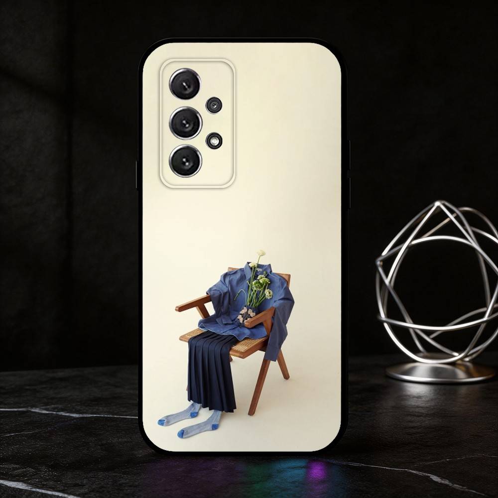 C-Творческий портретный арт чехол для телефона для Samsung S25,24,21,22,23,30,Ultra,20,Plus,Fe,Lite,Note Мягкий черный чехол
