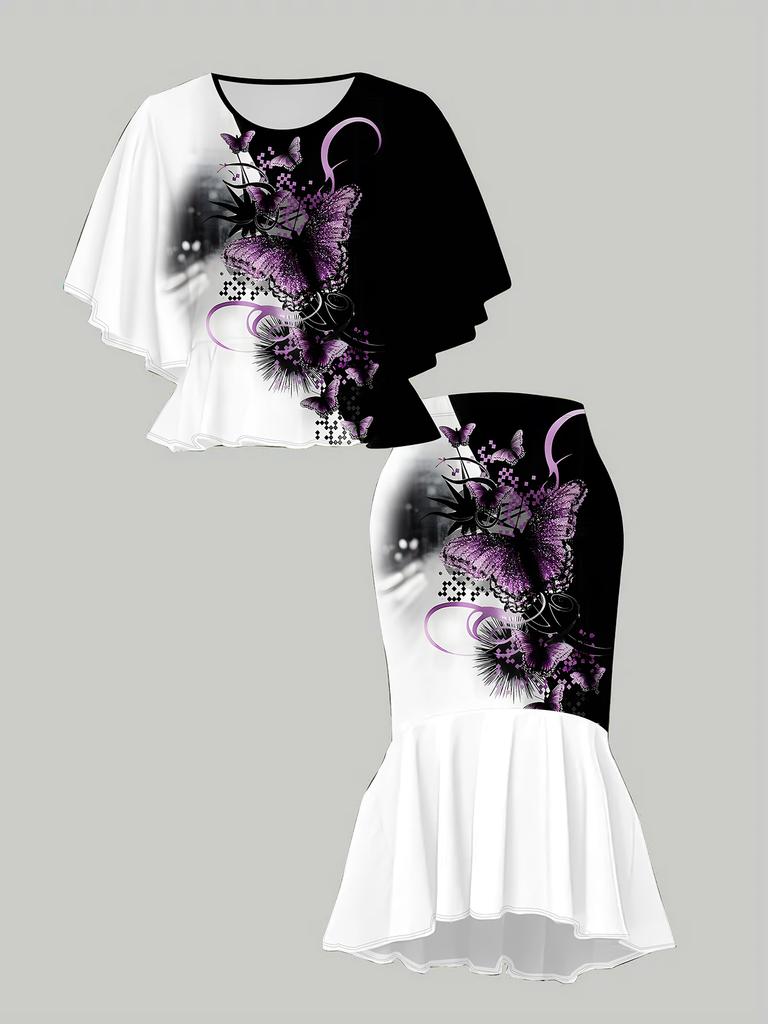 Женский принт «Классический тотем», напечатанный на 3D-принтере, модный, большого размера, элегантный, универсальный для всех сезонов. Футболка, Юбка и Комплект