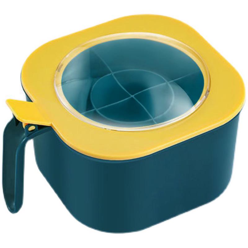 Четырехсекционная кухонная емкость для приправ с крышкой: Многофункциональное хранение для соли, сахара, глутамата натрия