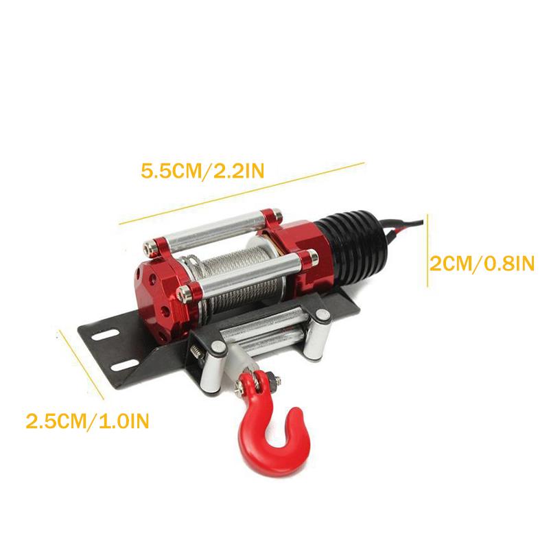 Electric Car Winch With Steel Rope Hook,Universal Remote Control Car Climbing Car Off-Road Vehicle,RC Accessory,RC Car Winch