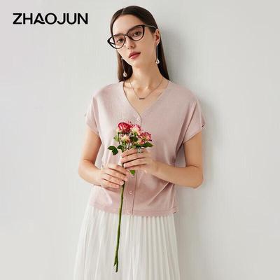 Женский вязаный топ Zhaojun с V-образным вырезом из лиоцелла тенсел
