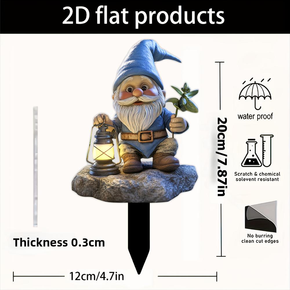Dwarf 2D Flat, Acrylic, Garden Floor Insertion, Garden Pile, Outdoor Decor, Applicable Flower Pot, Lawn, Patio, Gifts