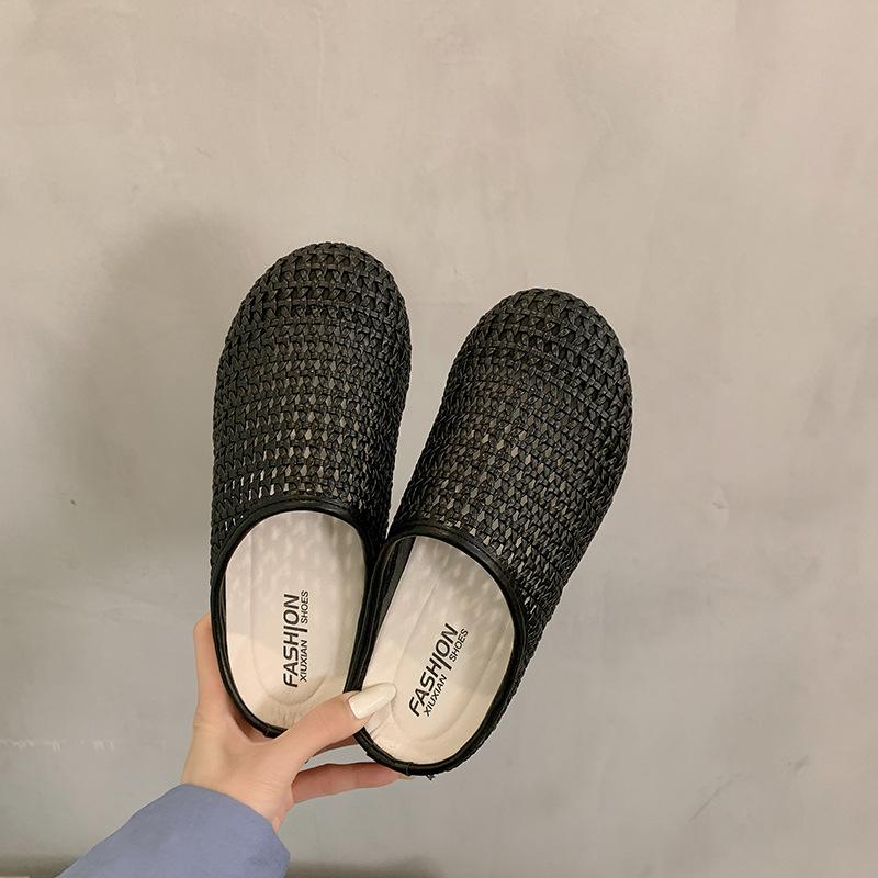 Retro Baotou Slippers Women's 2025 Spring Thick Bottom Hollow One Pedal Lazy Versatile Soft Bottom Casual Half-drag