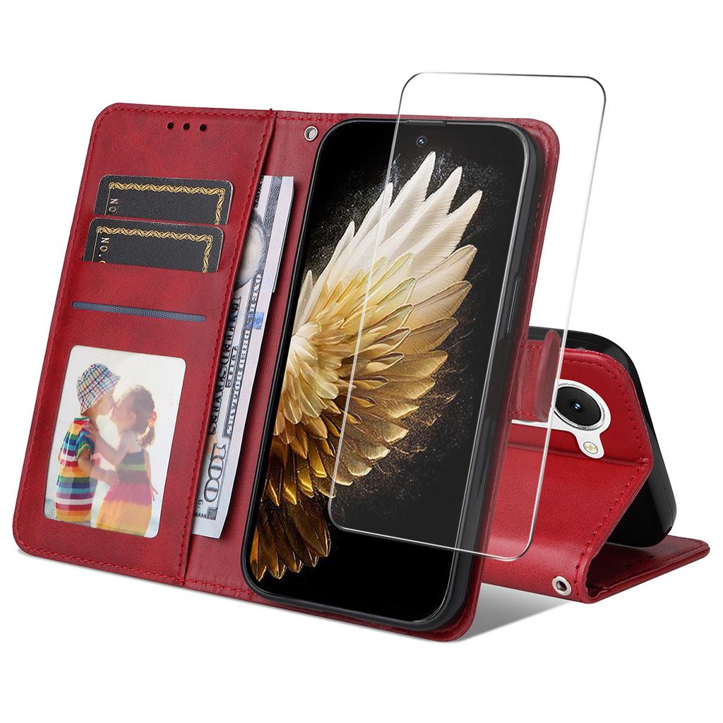 For TECNO Spark 40 Pro 4G PU Leather Wallet Case Phone Stand Cover with Tempered Glass