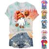 Ladies' Casual Halloween Printed Round Neck Short Sleeved T-Shirt
