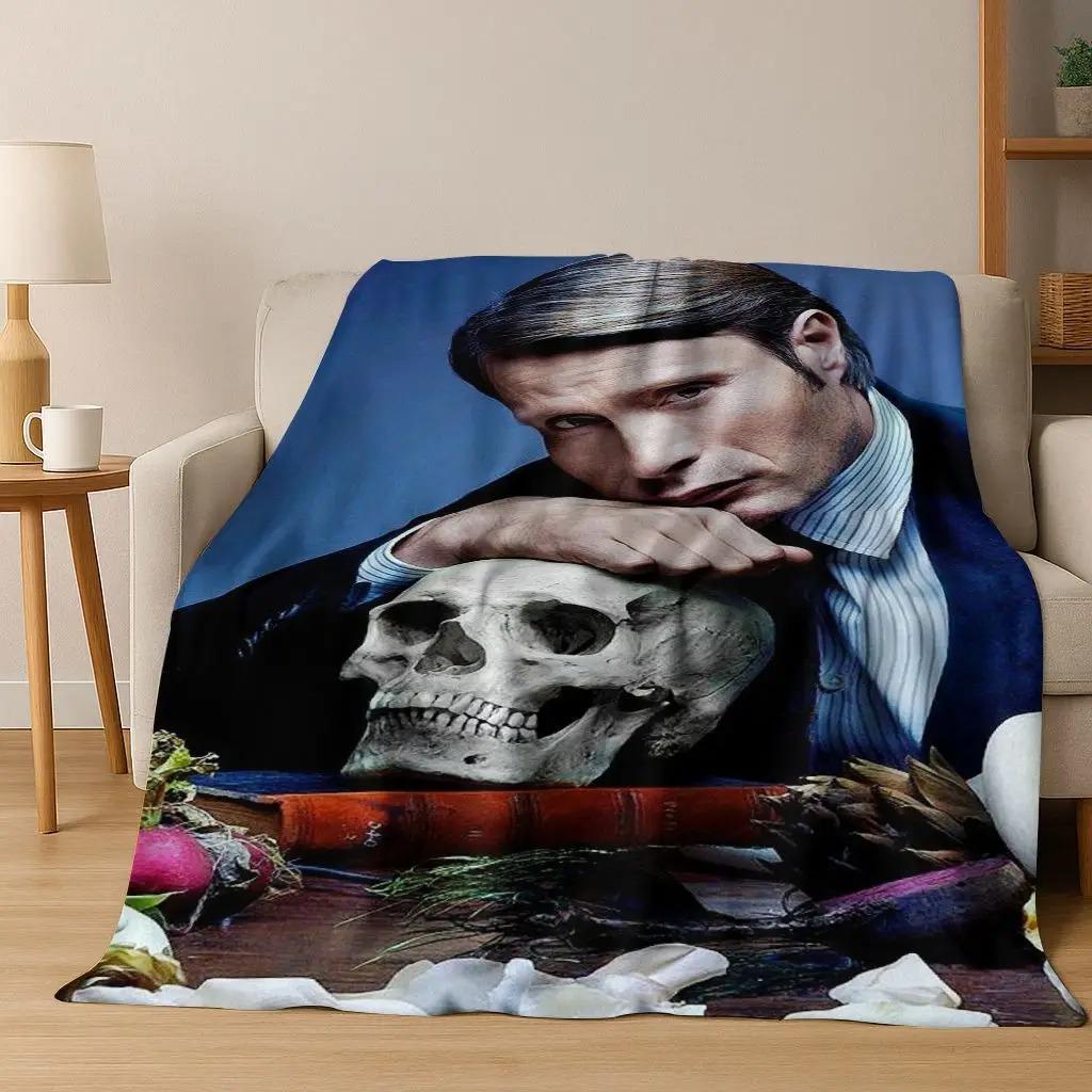 Mads Mikkelsen Sexy Man Art Flannel Blanket,Cozy Soft Throw Blanket for Home Bedroom Bed Sofa Picnic Cover Gift s