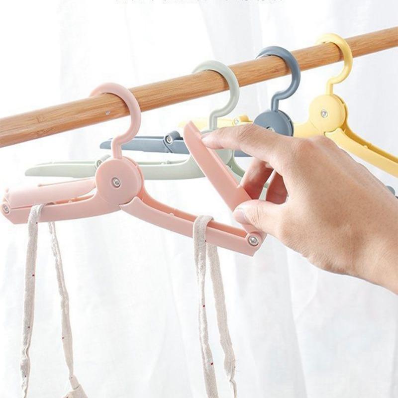 Folding Clothes Rack Portable Hangers Travel Outdoor Non-Slip Telescopic Drying Save Wardrobe Space Organizer Storage Household