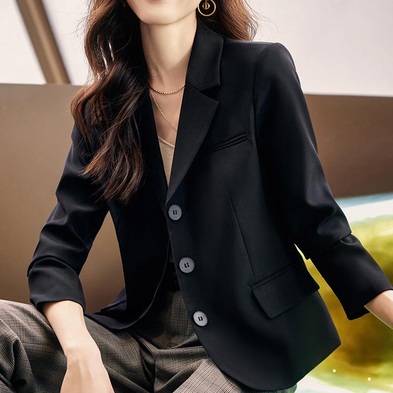 Кофейный маленький пиджак для женщин зимой новый стиль маленький тонкий профессиональный пригородный костюм верх