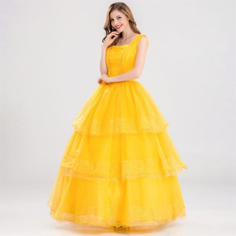The New Halloween Film and Television Live-action Version of the Beautiful Woman and the Beast Belle Princess Dress Costume Women