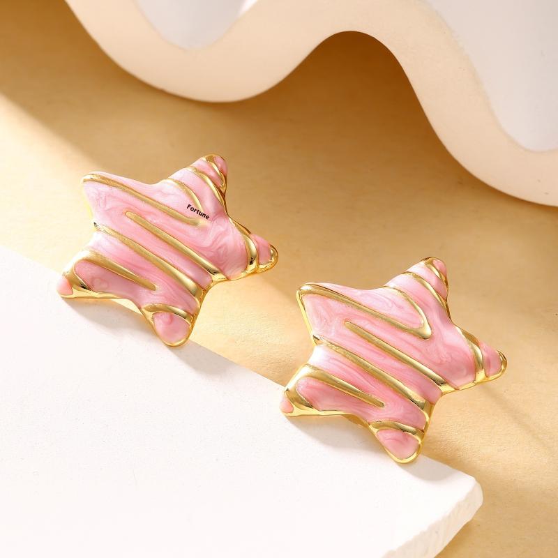 Colored Dripping Oil Starfish Star Titanium Steel Earrings Enamel Gold-Plated High Quality Earrings Beach Jewelry Gifts