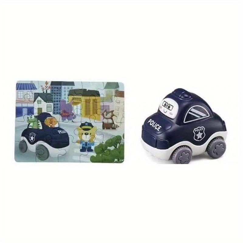 Kids Educational Puzzle Toy Car 2D Flat, Interactive Learning Toy with Police Officer Firefighter Characters, Durable ABS Resin,Car Toy,Playful Design