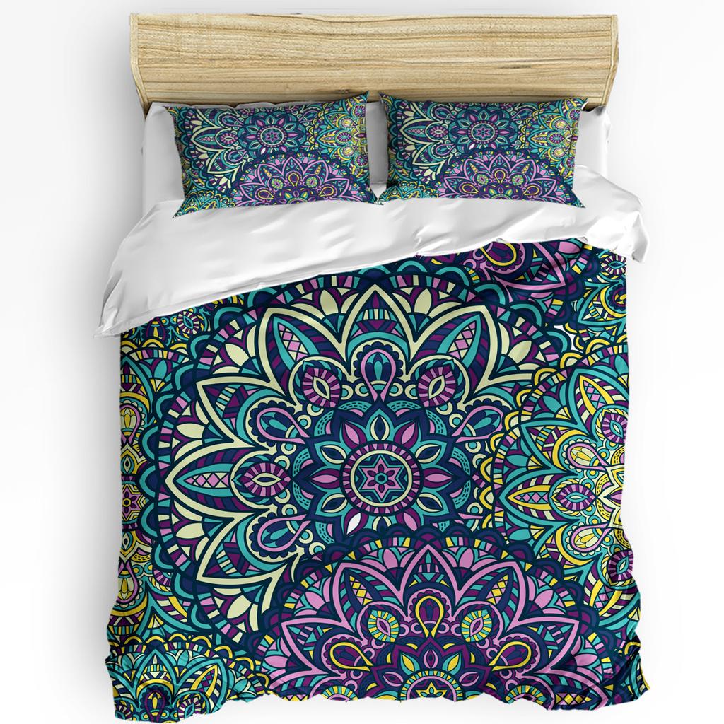 Purple Watercolor Mandala Duvet Cover Bed Bedding Collection Home Textile Quilt Cover Pillowcases Bedroom Double Bedding Collection No Linen
