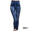 Women Printed Tight-fitting Super Stretch Leggings High Waist Outer Wear Sexy Close-fitting Imitated Denim Jean Leggings(Suitable for Weight 40-85kg)