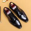 Glossy Leather Shoes Men'S Genuine Leather Patent Leather British Engraved Business Dress Oxford Shoes Men'S Lace-Up Handmade Men'S Shoes Factory